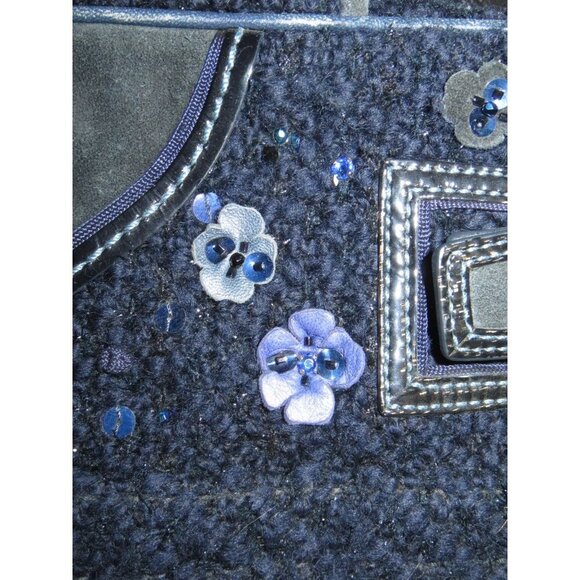 Coach Soho Midnight Blue Tweed & Suede Leather Sequin East West Satchel 10071 - Picture 12 of 16